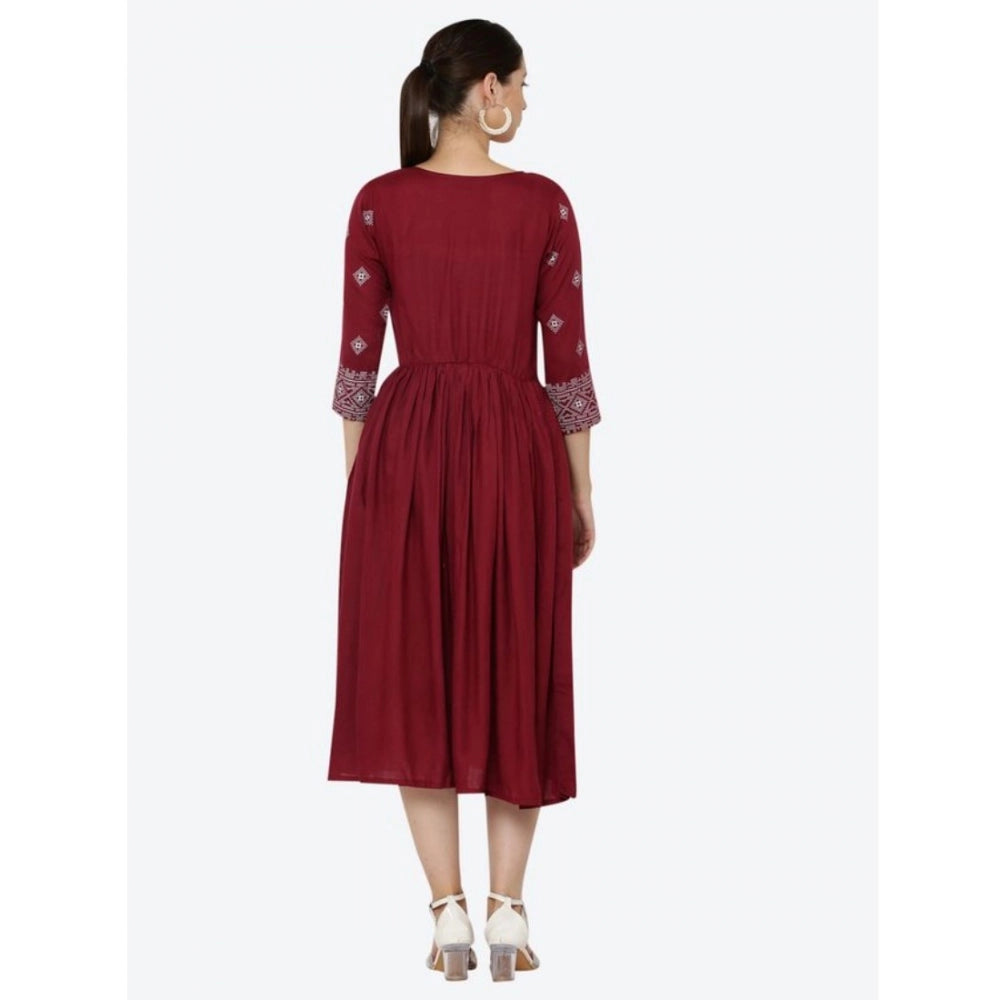 Vaystra Casual Rayon 3-4th Sleeves Kurti – Maroon