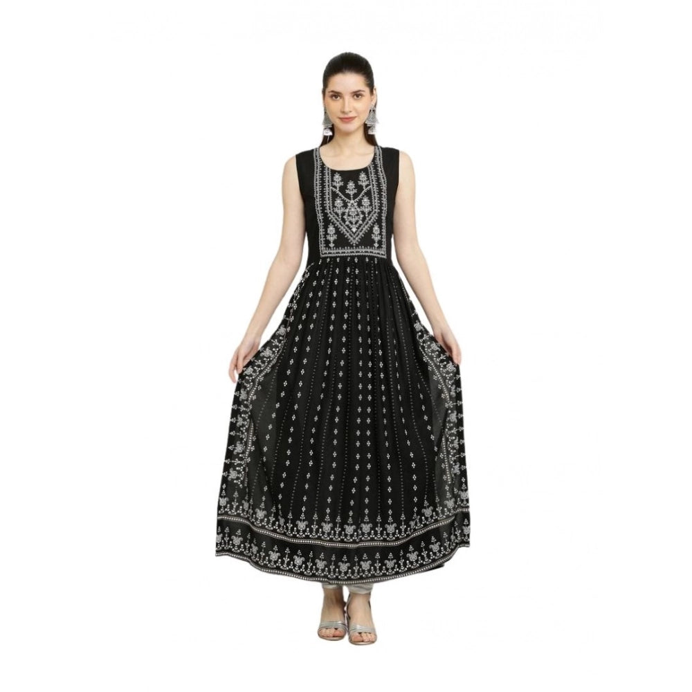 Vaystra Casual Rayon Sleeveless Kurti – Black