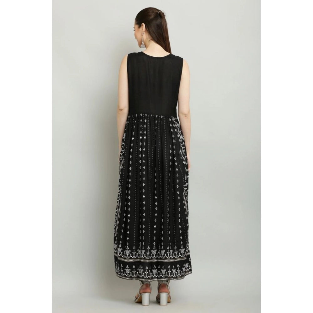 Vaystra Casual Rayon Sleeveless Kurti – Black