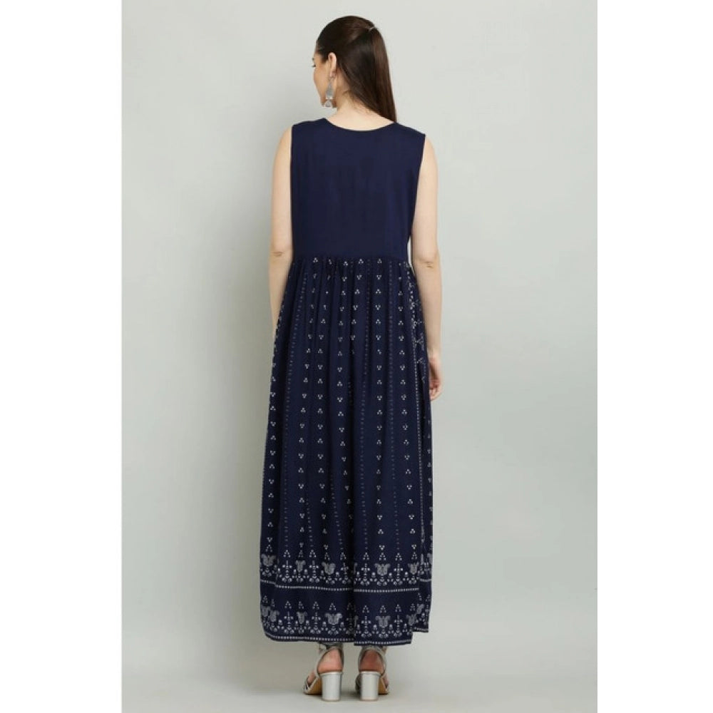 Vaystra Casual Rayon Sleeveless Kurti – Blue