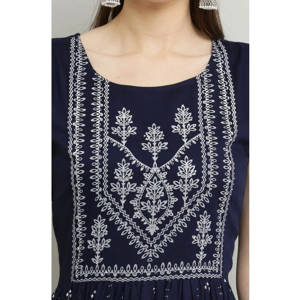 Vaystra Casual Rayon Sleeveless Kurti – Blue
