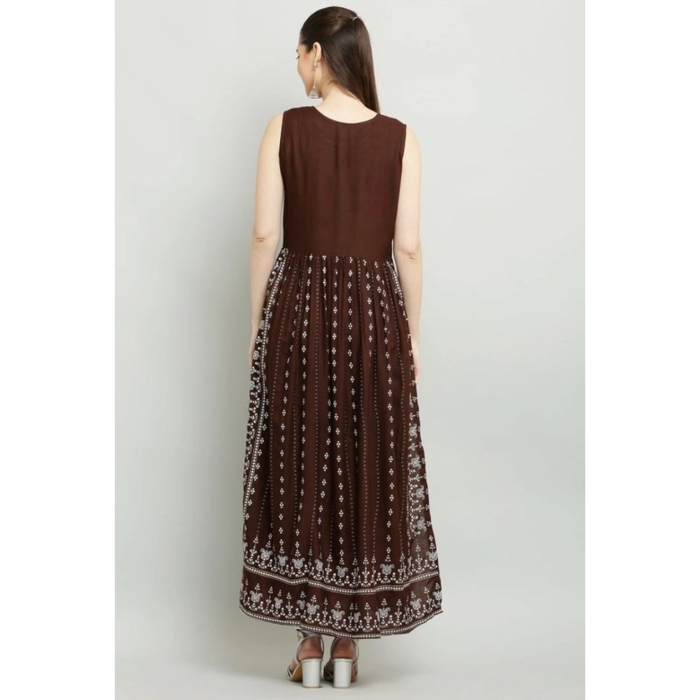 Vaystra Casual Rayon Sleeveless Kurti – Brown