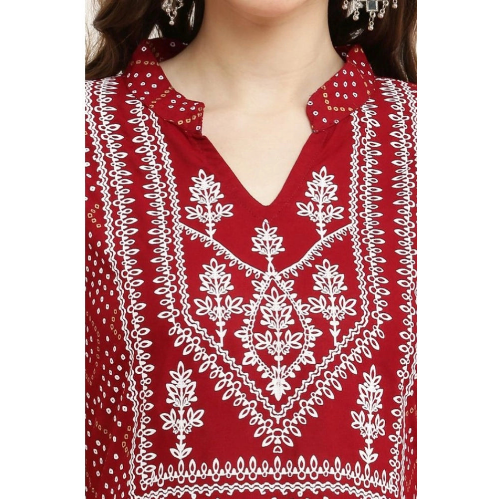 Vaystra Casual Rayon Full sleeve Kurti – Maroon