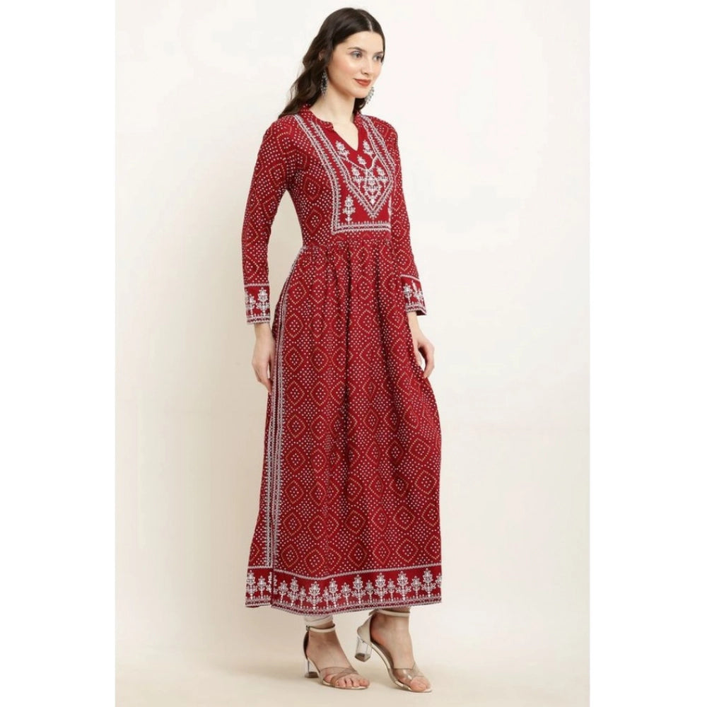 Vaystra Casual Rayon Full sleeve Kurti – Maroon