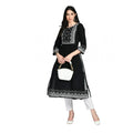 Vaystra Casual Rayon 3-4th Sleeves Kurti – Black