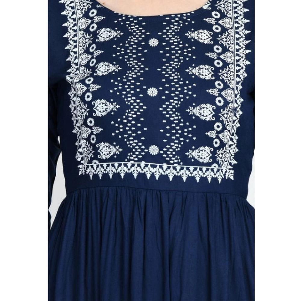 Vaystra Casual Rayon 3-4th Sleeves Kurti – Blue