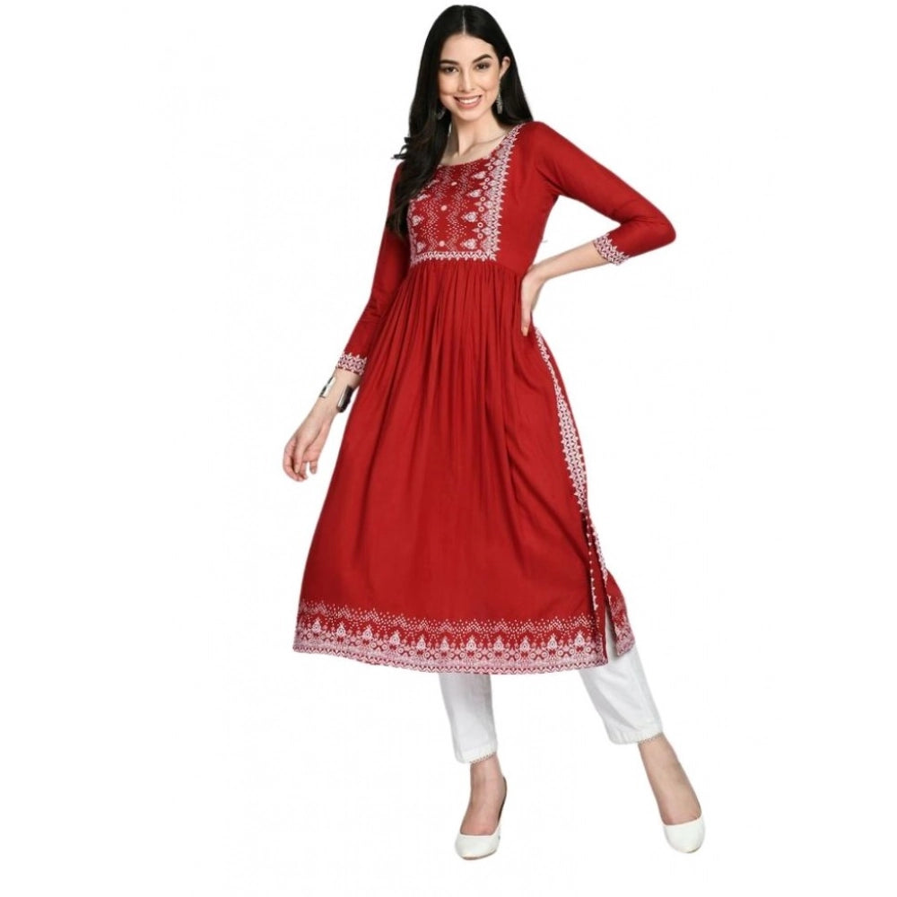 Vaystra Casual Rayon 3-4th Sleeves Kurti – Maroon