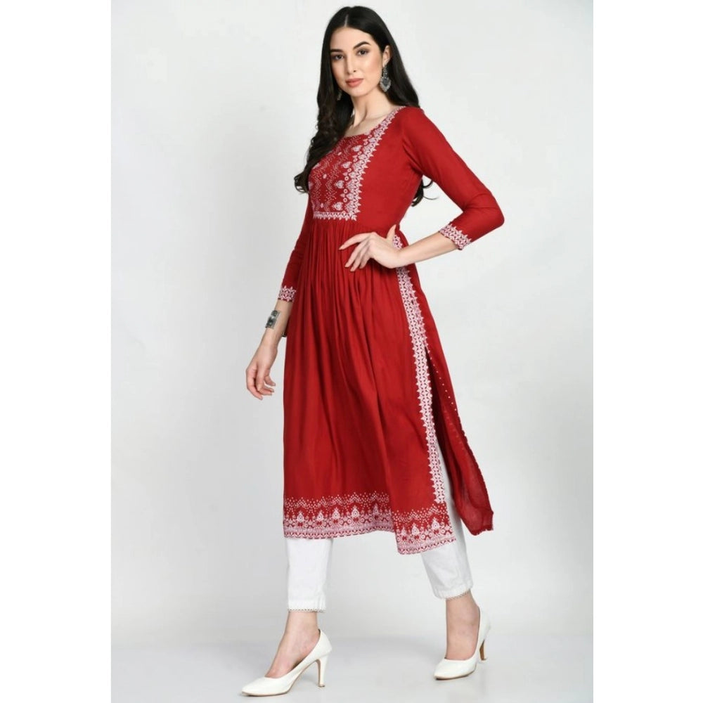 Vaystra Casual Rayon 3-4th Sleeves Kurti – Maroon
