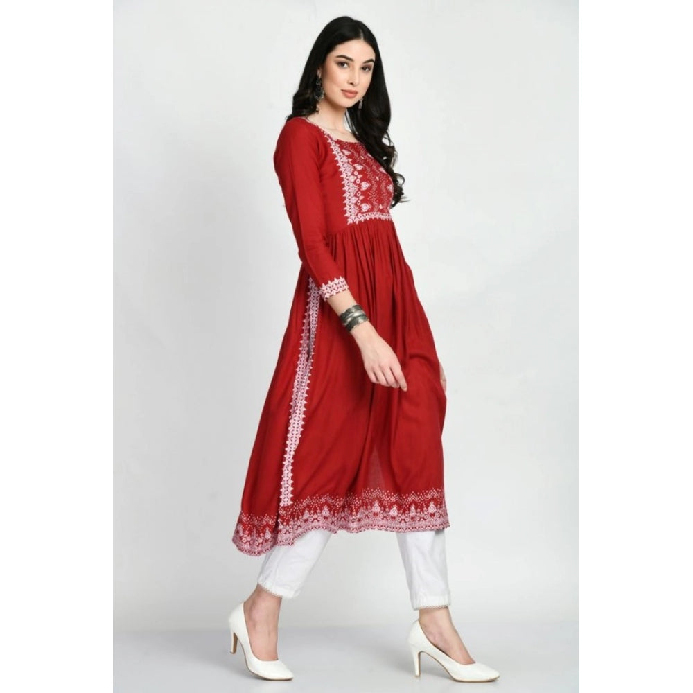 Vaystra Casual Rayon 3-4th Sleeves Kurti – Maroon