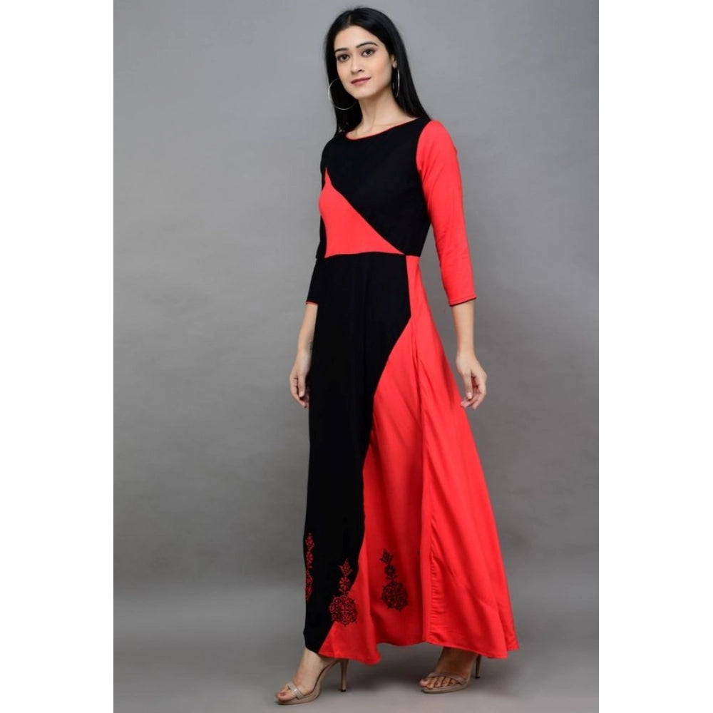 Vaystra Casual Rayon 3-4th Sleeves Maxi Dress – Pink