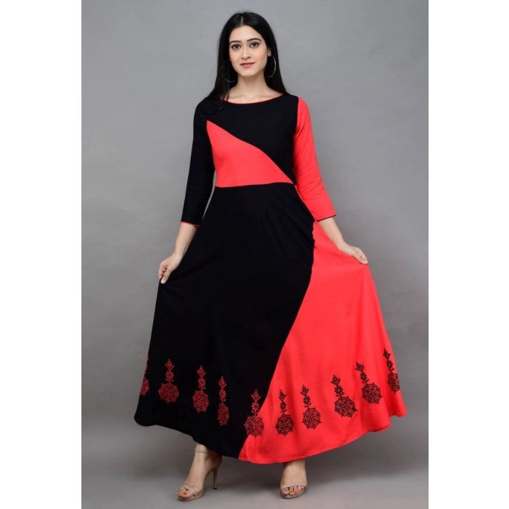 Vaystra Casual Rayon 3-4th Sleeves Maxi Dress – Pink