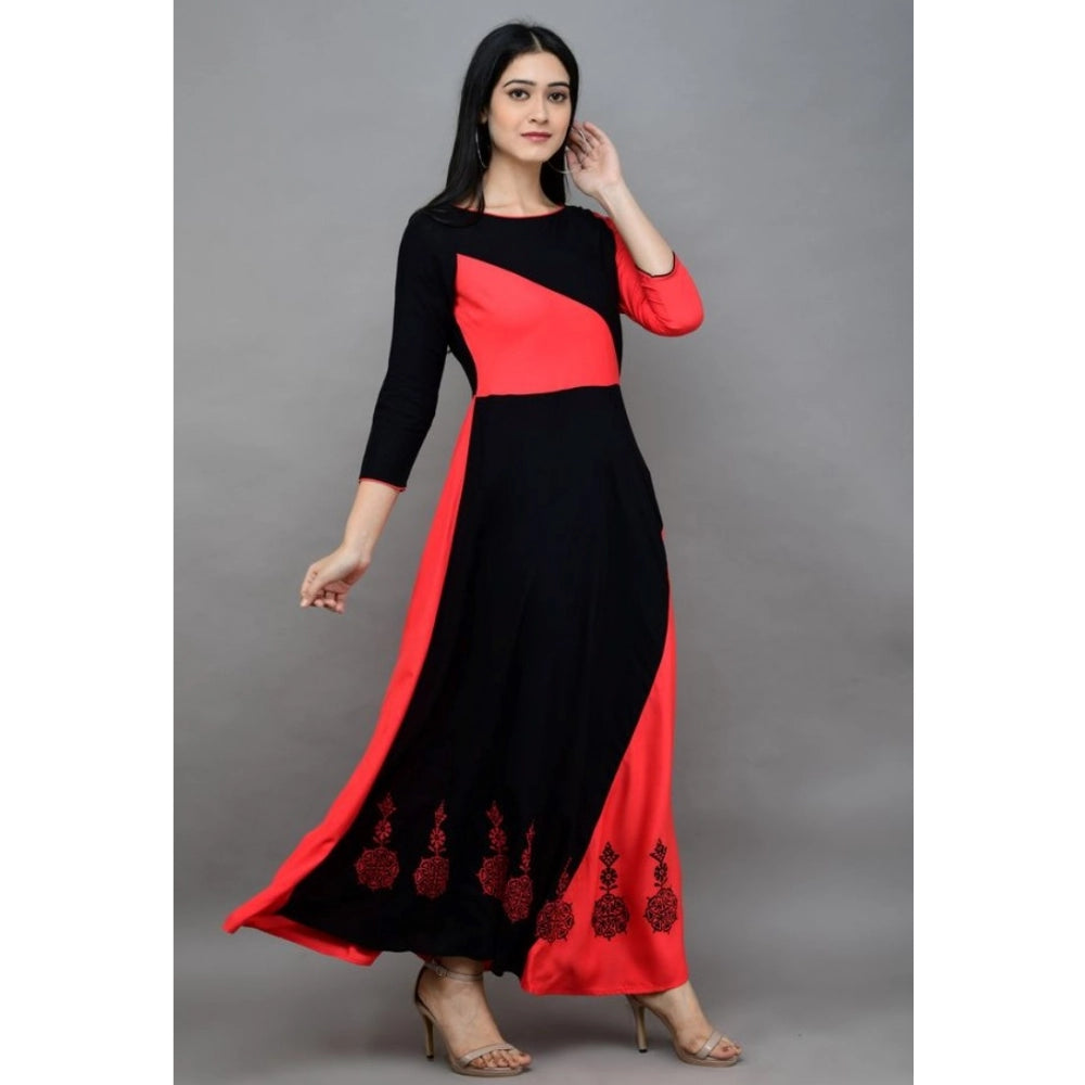 Vaystra Casual Rayon 3-4th Sleeves Maxi Dress – Pink