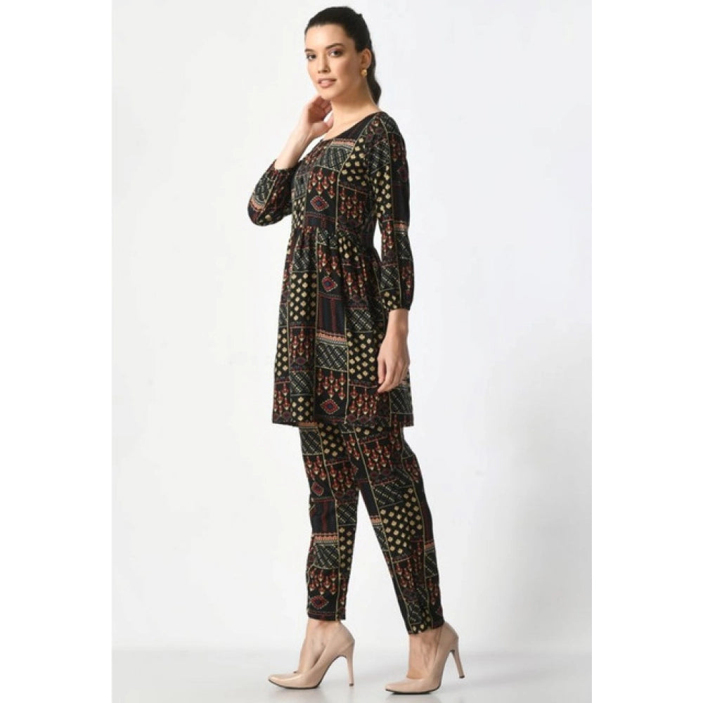Vaystra Casual Crepe 3-4th Sleeves Cord Set – Black