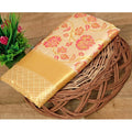Vaystra Soft Lichi Silk Printed Saree With Unstitched Blouse 5.5Mtr – Gold