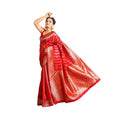 Vaystra Soft Lichi Silk Printed Saree With Unstitched Blouse 5.5Mtr – Red