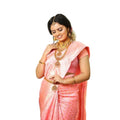 Vaystra Soft Lichi Silk Printed Saree With Unstitched Blouse 5.5Mtr – Pink