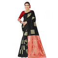 Vaystra Soft Lichi Silk Printed Saree With Unstitched Blouse 5.5Mtr – Black