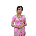 Vaystra Soft Lichi Silk Printed Saree With Unstitched Blouse 5.5Mtr – Pink