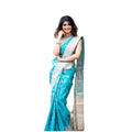 Vaystra Soft Lichi Silk Printed Saree With Unstitched Blouse 5.5Mtr – Sky Blue