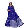 Vaystra Soft Lichi Silk Printed Saree With Unstitched Blouse 5.5Mtr – Blue