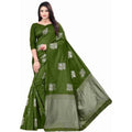 Vaystra Soft Lichi Silk Printed Saree With Unstitched Blouse 5.5Mtr – Green
