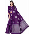 Vaystra Soft Lichi Silk Printed Saree With Unstitched Blouse 5.5Mtr – Purple