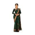 Vaystra Soft Lichi Silk Printed Saree With Unstitched Blouse 5.5Mtr – Green