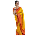 Vaystra Soft Lichi Silk Printed Saree With Unstitched Blouse 5.5Mtr – Mustard