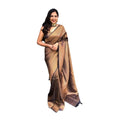 Vaystra Soft Lichi Silk Printed Saree With Unstitched Blouse 5.5Mtr – Black-Gold