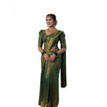 Vaystra Soft Lichi Silk Printed Saree With Unstitched Blouse 5.5Mtr – Green