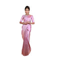 Vaystra Soft Lichi Silk Printed Saree With Unstitched Blouse 5.5Mtr – Pink
