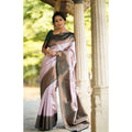 Vaystra Soft Lichi Silk Printed Saree With Unstitched Blouse 5.5Mtr – Light Pink