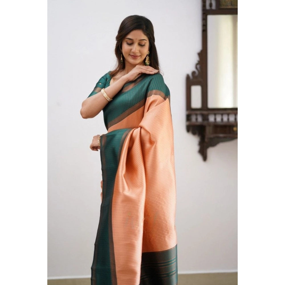 Vaystra Soft Lichi Silk Printed Saree With Unstitched Blouse 5.5Mtr – Orange