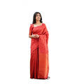 Vaystra Soft Lichi Silk Printed Saree With Unstitched Blouse 5.5Mtr – Red