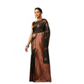 Vaystra Soft Lichi Silk Printed Saree With Unstitched Blouse 5.5Mtr – Black