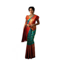 Vaystra Soft Lichi Silk Printed Saree With Unstitched Blouse 5.5Mtr – Green