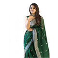 Vaystra Soft Lichi Silk Printed Saree With Unstitched Blouse 5.5Mtr – Green