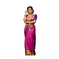 Vaystra Soft Lichi Silk Printed Saree With Unstitched Blouse 5.5Mtr – Pink