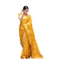 Vaystra Soft Lichi Silk Printed Saree With Unstitched Blouse 5.5Mtr – Yellow