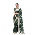 Vaystra Soft Lichi Silk Printed Saree With Unstitched Blouse 5.5Mtr – Green