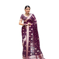 Vaystra Soft Lichi Silk Printed Saree With Unstitched Blouse 5.5Mtr – Purple