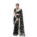 Vaystra Soft Lichi Silk Printed Saree With Unstitched Blouse 5.5Mtr – Black