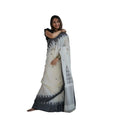 Vaystra Soft Lilan Printed Saree With Unstitched Blouse 5.5Mtr – White-Black
