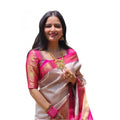 Vaystra Soft Lichi Silk Printed Saree With Unstitched Blouse 5.5Mtr – Grey