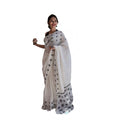 Vaystra Soft Lilan Printed Saree With Unstitched Blouse 5.5Mtr – White