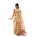 Vaystra Soft Lilan Printed Saree With Unstitched Blouse 5.5Mtr – Cream