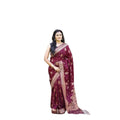 Vaystra Soft Lichi Silk Printed Saree With Unstitched Blouse 5.5Mtr – Wine