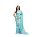 Vaystra Soft Lichi Silk Printed Saree With Unstitched Blouse 5.5Mtr – Sky Blue