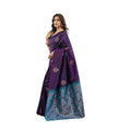Vaystra Soft Lichi Silk Printed Saree With Unstitched Blouse 5.5Mtr – Blue