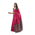 Vaystra Soft Lichi Silk Printed Saree With Unstitched Blouse 5.5Mtr – Pink